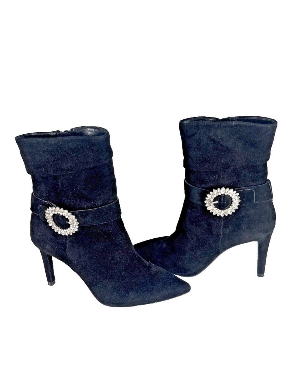 Michael Kors Black Suede Mid Calf Boots Kitten Heel Buckle Accent Women’s 6.5M